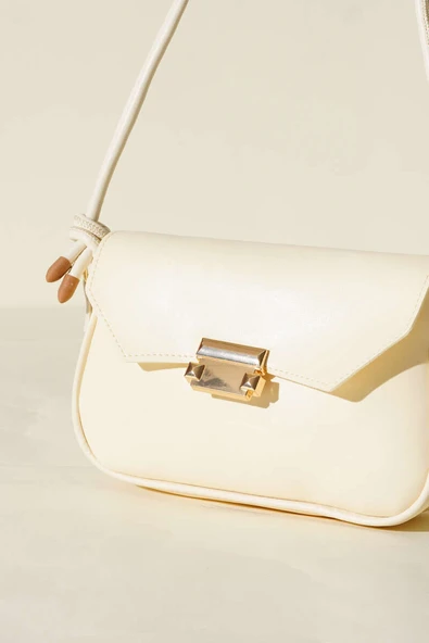 Mıknatıs Kapaklı Çift Saplı Çanta Krem - Resim 3