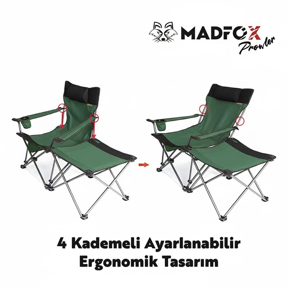 Madfox Prowler 3 Kademeli Yatabilen Kamp Sandalyesi - Resim 5