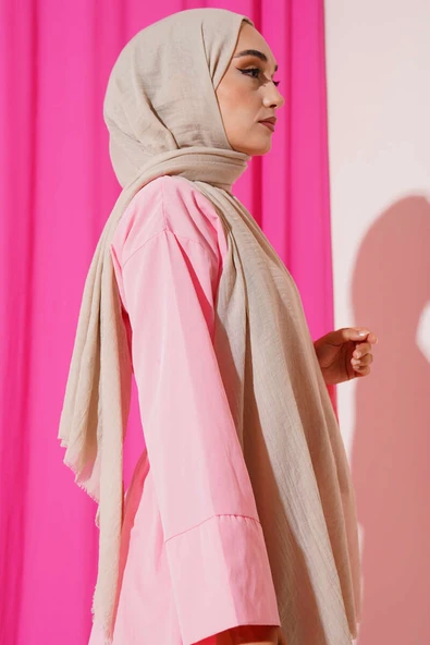 Aya Serisi İnce Pamuk Şal Bej -174 - Resim 3