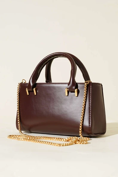 Zincir Askılı Mıknatıslı Çanta Acı Kahve ürün görseli 1