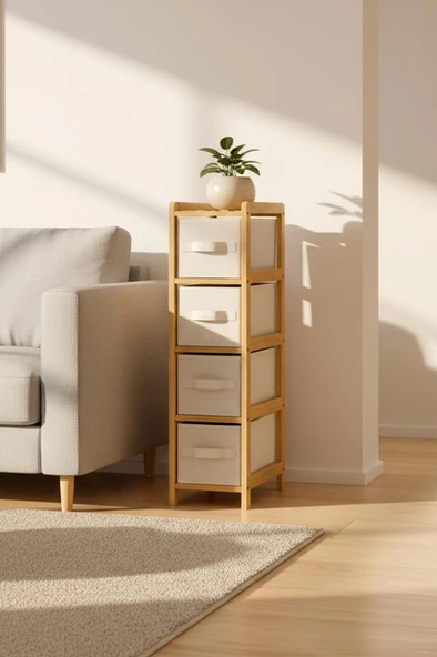 Digithome Bambu Slim 4 Çekmeceli Dolap Organizer Çok Amaçlı Düzenleyici Şifonyer DB-0048 ürün görseli