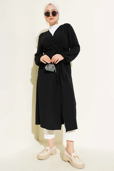 Ayrobin İçten Bağcıklı Hırka Siyah - Resim 2