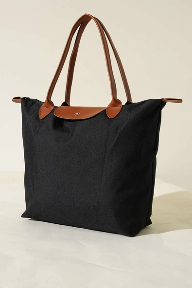 Katlanabilir Çıtçıtlı Çanta Siyah ürün görseli 1