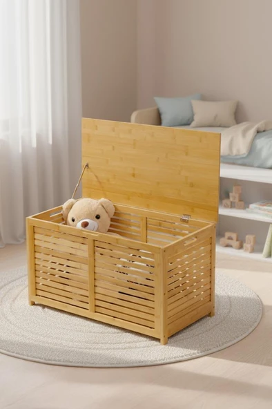 Digithome Bambu Oyuncak Sandığı Oyun Odası Düzenleyici Oyuncak Dolabı Saklama Sandık DB-0032 ürün görseli