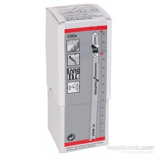 Bosch Ahşap Ve Metal İçin T 345 Xf Dekupaj Testeresi Bıçağı - 100 Adet ürün görseli 1