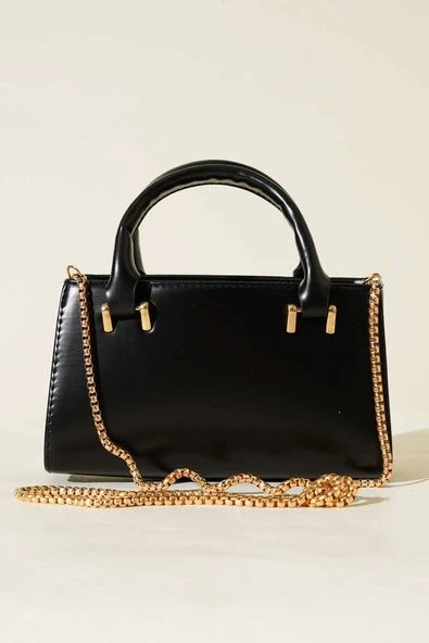 Zincir Askılı Mıknatıslı Çanta Siyah - Resim 2