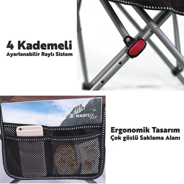 Madfox Prowler 3 Kademeli Yatabilen Kamp Sandalyesi - Resim 7