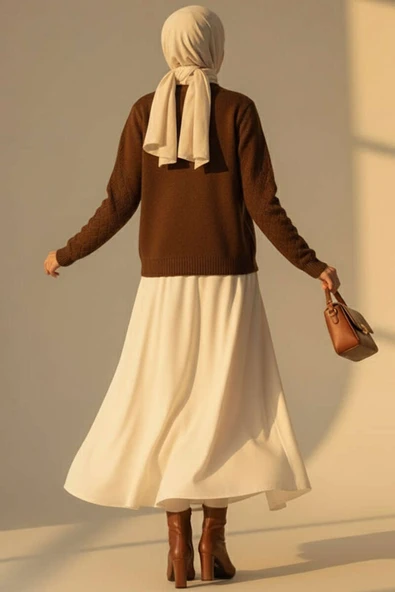 Çiçek İşlemeli Kısa Triko Hırka Kahve - Resim 3