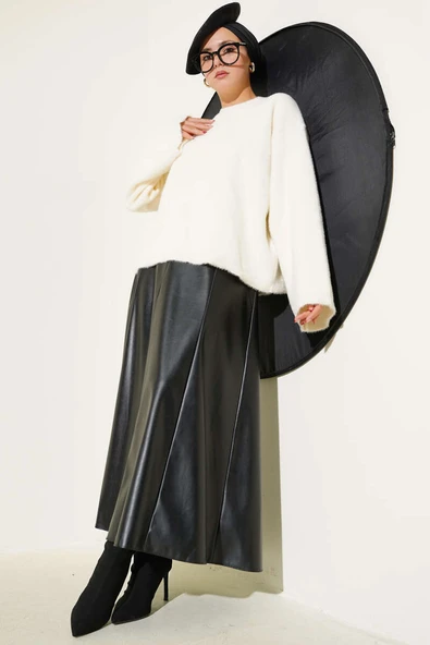 Salaş Sakallı Basic Triko Kazak Ekru - Resim 2