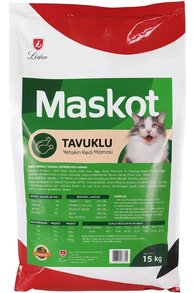 MASKOT TAVUK ETLİ KEDİ MAMASI 15 KG ürün görseli