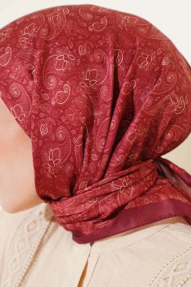 Mini Çiçekli Soft Eşarp Kiremit - Resim 4