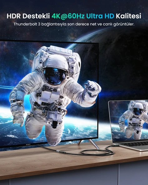 UGREEN Type-C Erkek to Type-C Dişi Uzatma Kablosu 1 Metre, 10387 - Resim 5