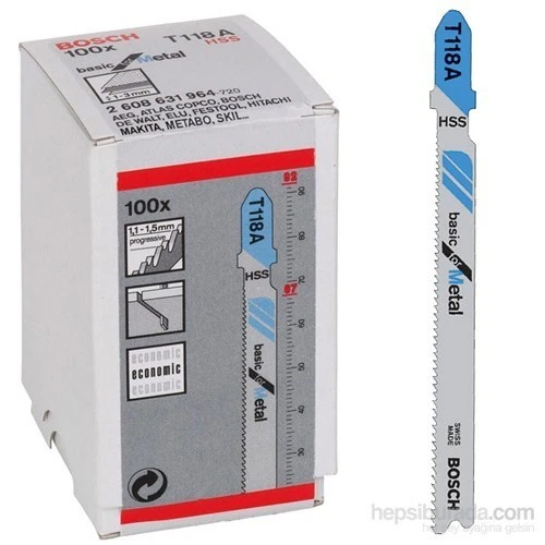 Bosch Ekonomik Seri Metal İçin T 118 A Dekupaj Testeresi Bıçağı - 100 Adet ürün görseli 1