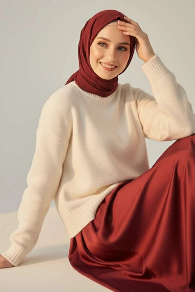 Bisiklet Yaka Yumoş Triko Kazak Ekru ürün görseli 1