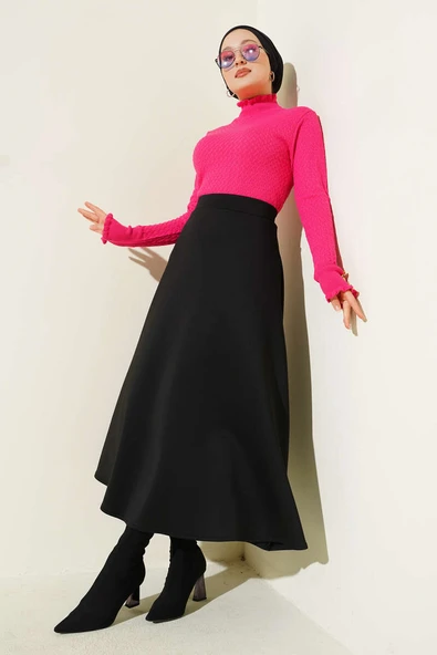 Saç Örgü Fırfırlı Triko Body Pembe - Resim 2