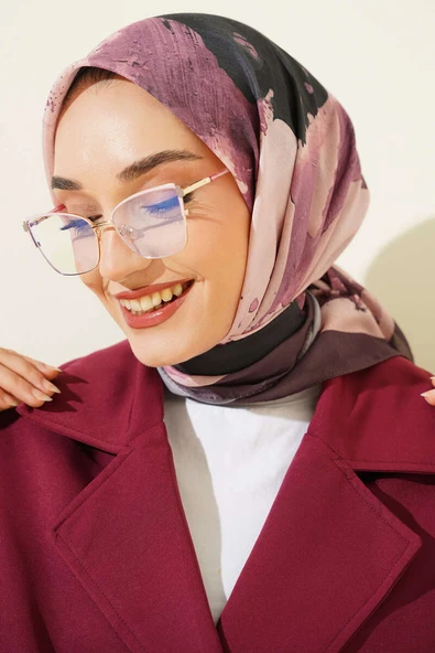 Şerit Geçişli Desen Detaylı Eşarp Acı Kahve ürün görseli 1