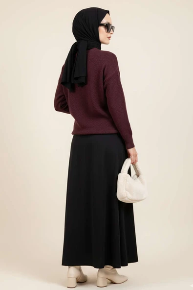 Salaş Yumoş Triko Kazak Bordo - Resim 3