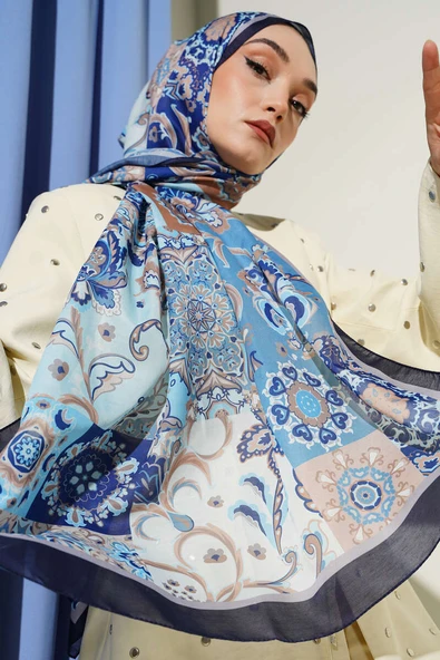 Otantik Desenli Çiçekli Şal Saks ürün görseli 1