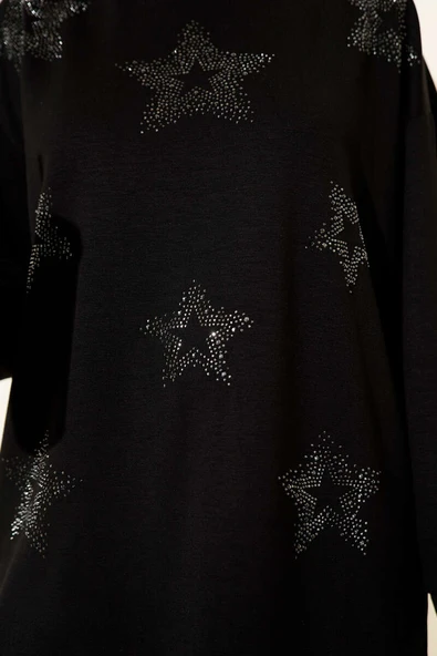 Mini Yıldız Taşlı Tunik Siyah - Resim 4