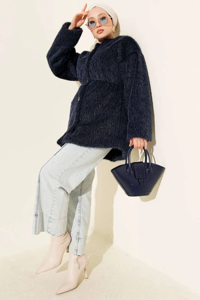 Gold Düğmeli Sakallı Kaban Lacivert - Resim 2