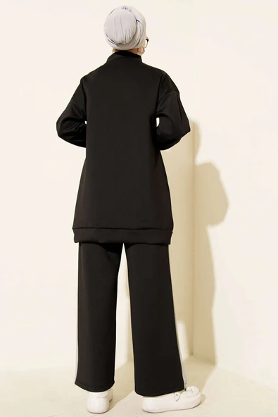 Biyeli Şeritli Scuba İkili Takım Siyah - Resim 3