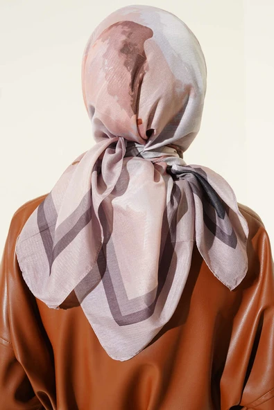 Fiori Desen Lina Eşarp Camel - Resim 3