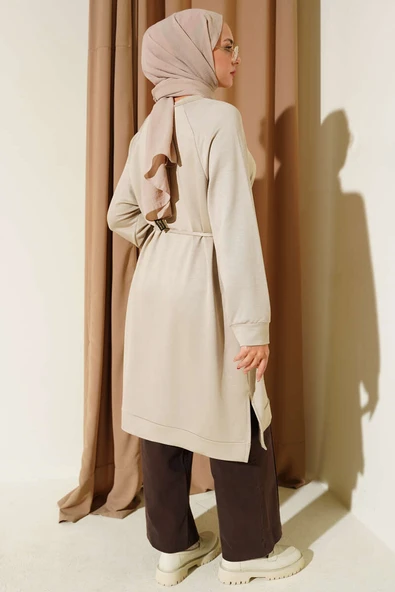 Loyşa İp Kuşaklı Uzun Tunik Taş - Resim 3