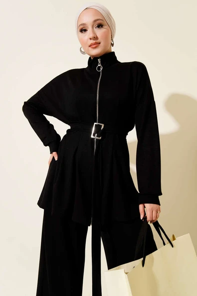 Kemer Tokalı Pensli İkili Takım Siyah - Resim 2