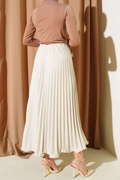 Fırfırlı Pileli Bel Lastikli Etek Taş - Resim 3