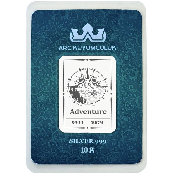Hediyeye Özel 10 Gram Pusula Temalı 999 Ayar Gümüş ile Üretilmiş Gümüş Külçesi-714 ürün görseli