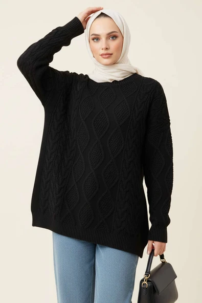 Örme Triko Kazak Siyah ürün görseli