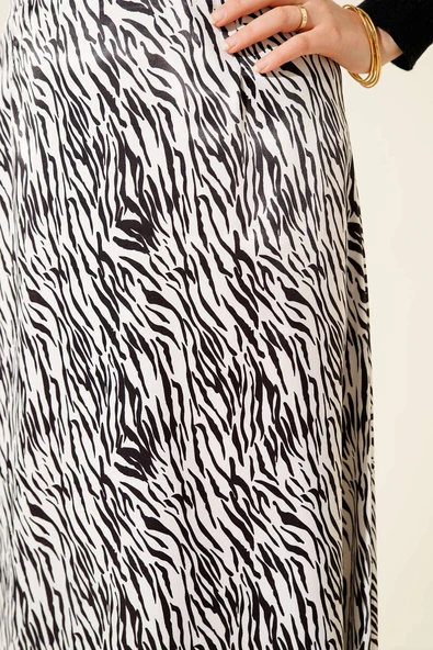 Desen Detaylı Saten Etek Zebra - Resim 4