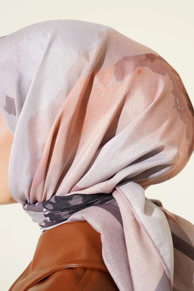 Fiori Desen Lina Eşarp Camel - Resim 4