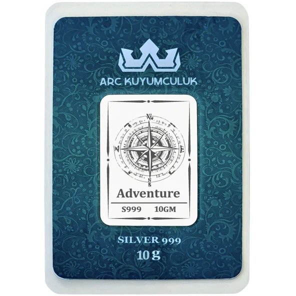 999 Ayar Gümüş ile Üretilmiş Pusula Temalı Hediyeye Özel 10 Gram Gümüş Külçesi-713 ürün görseli