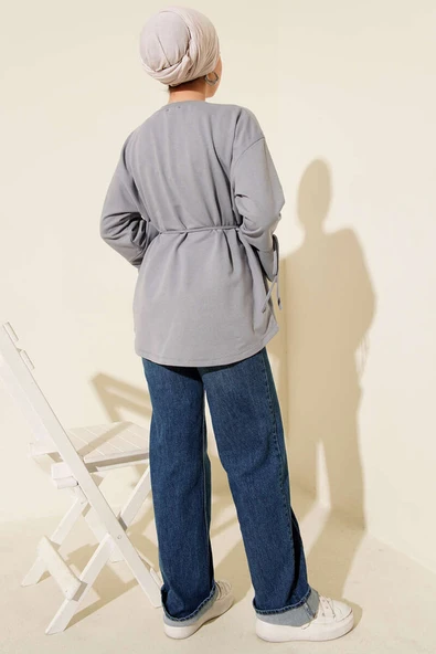 Kolları Bağcıklı İki İpli Tunik Kayrak Grisi - Resim 3