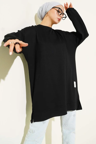 Loyşa Arma Detaylı Salaş Tunik Siyah ürün görseli
