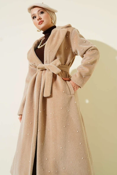 İnci Süslemeli Goldfox Kaban Bej - Resim 2
