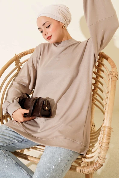 Minik Taş Süslemeli Loyşa Tunik Vizon ürün görseli