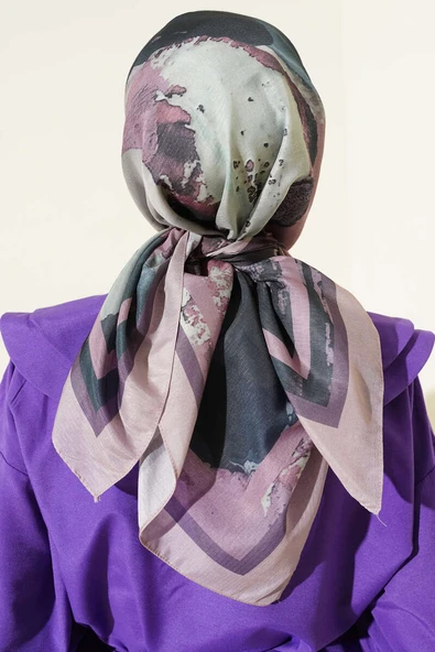 Şerit Geçişli Desen Detaylı Eşarp Latte - Resim 3