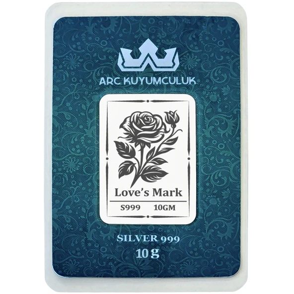 999 Ayar Gümüş ile Üretilmiş Aşk Gülü Temalı Hediyeye Özel 10 Gram Gümüş Külçesi-715 ürün görseli 1