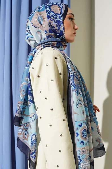 Otantik Desenli Çiçekli Şal Saks - Resim 3