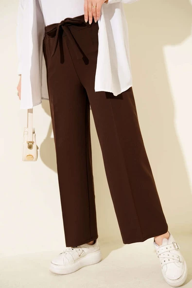 Kendinden Kuşaklı Dabıl Pantolon Kestane ürün görseli 1