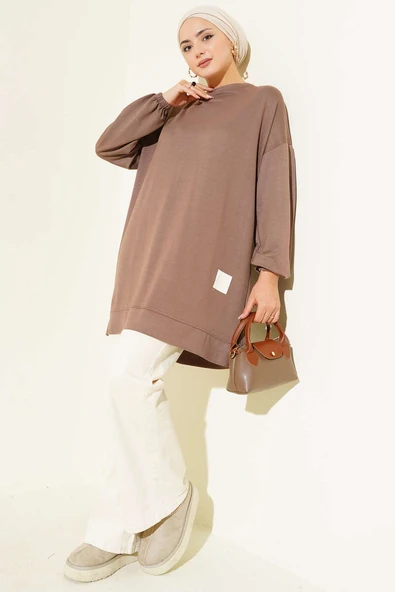 Loyşa Arma Detaylı Salaş Tunik Kahve ürün görseli