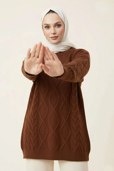 Örme Triko Kazak Kahve ürün görseli