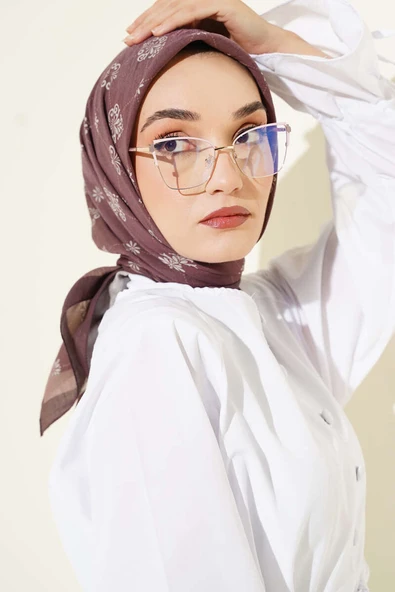 Motifli Modal Eşarp Kahve ürün görseli 1