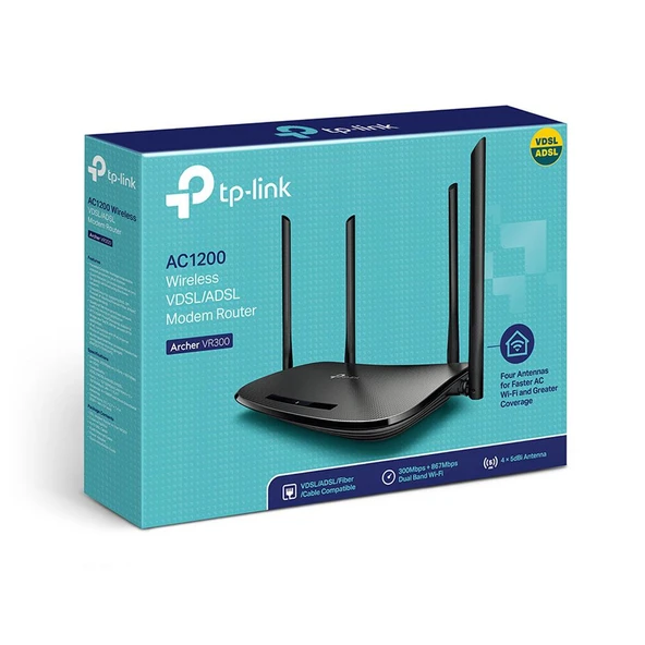 TP-Link Archer VR300 WiFi 5 VDSL/ADSL Modem Router Fiber Destekli AC1200 Mbps 4 Ethernet Portu 4 Harici Anten Dual Band Tether Uygulaması ile Kolay Kurulum - Resim 6