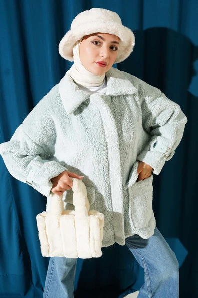 Toylor Fermuarlı Peluş Mont Su Yeşili ürün görseli 1