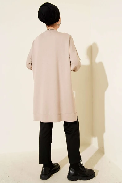 Loyşa Arma Detaylı Salaş Tunik Bej - Resim 3