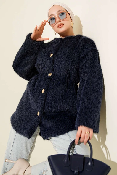 Gold Düğmeli Sakallı Kaban Lacivert ürün görseli 1