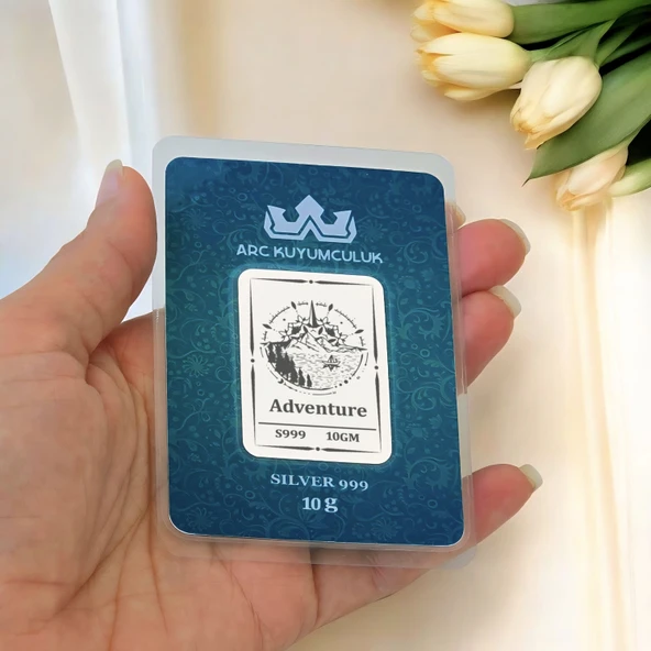 Hediyeye Özel 10 Gram Pusula Temalı 999 Ayar Gümüş ile Üretilmiş Gümüş Külçesi-714 - Resim 2